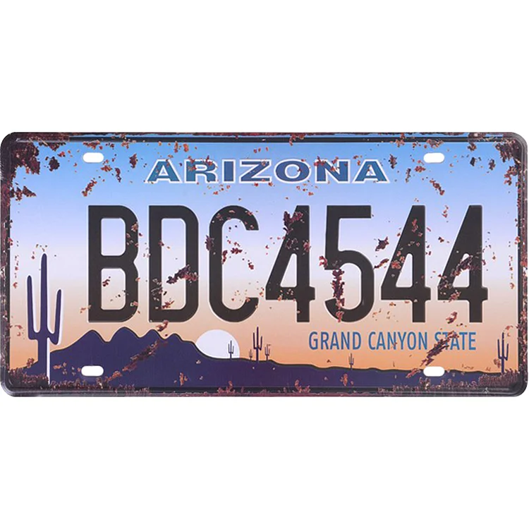 BDC4544 arizona - plaque d’immatriculation de voiture panneaux en étain / panneaux en bois - 5.9x11.8in