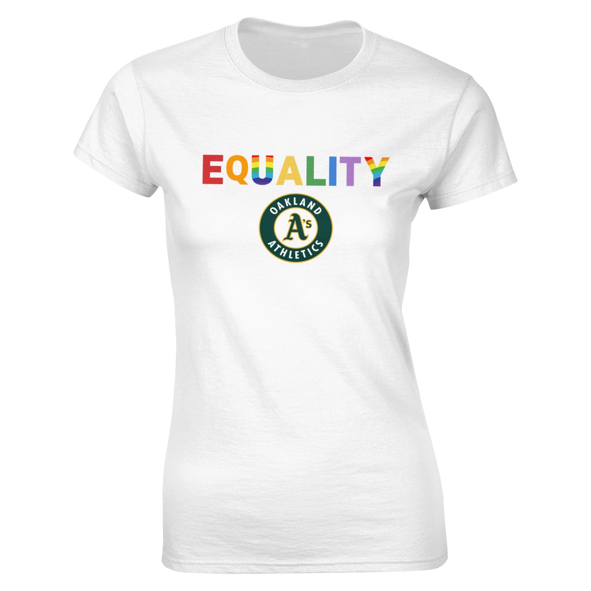 Oakland Athletics Rainbow Equality Pride Women's Crewneck T-Shirt