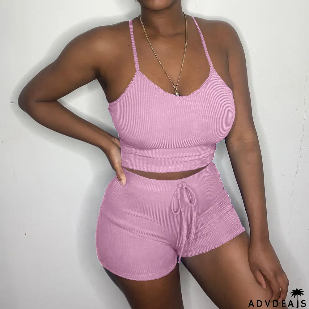Fashion Sexy Camisole Shorts Suit