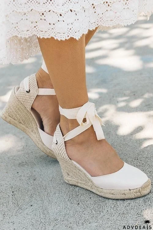 High Heel Platform Lace up Wedge