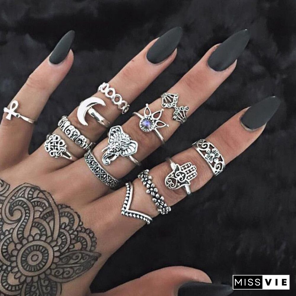 30 Styles Trendy Boho Midi Knuckle Ring Set For Women Crystal Geometric Finger Rings Fashion Bohemian Jewelry