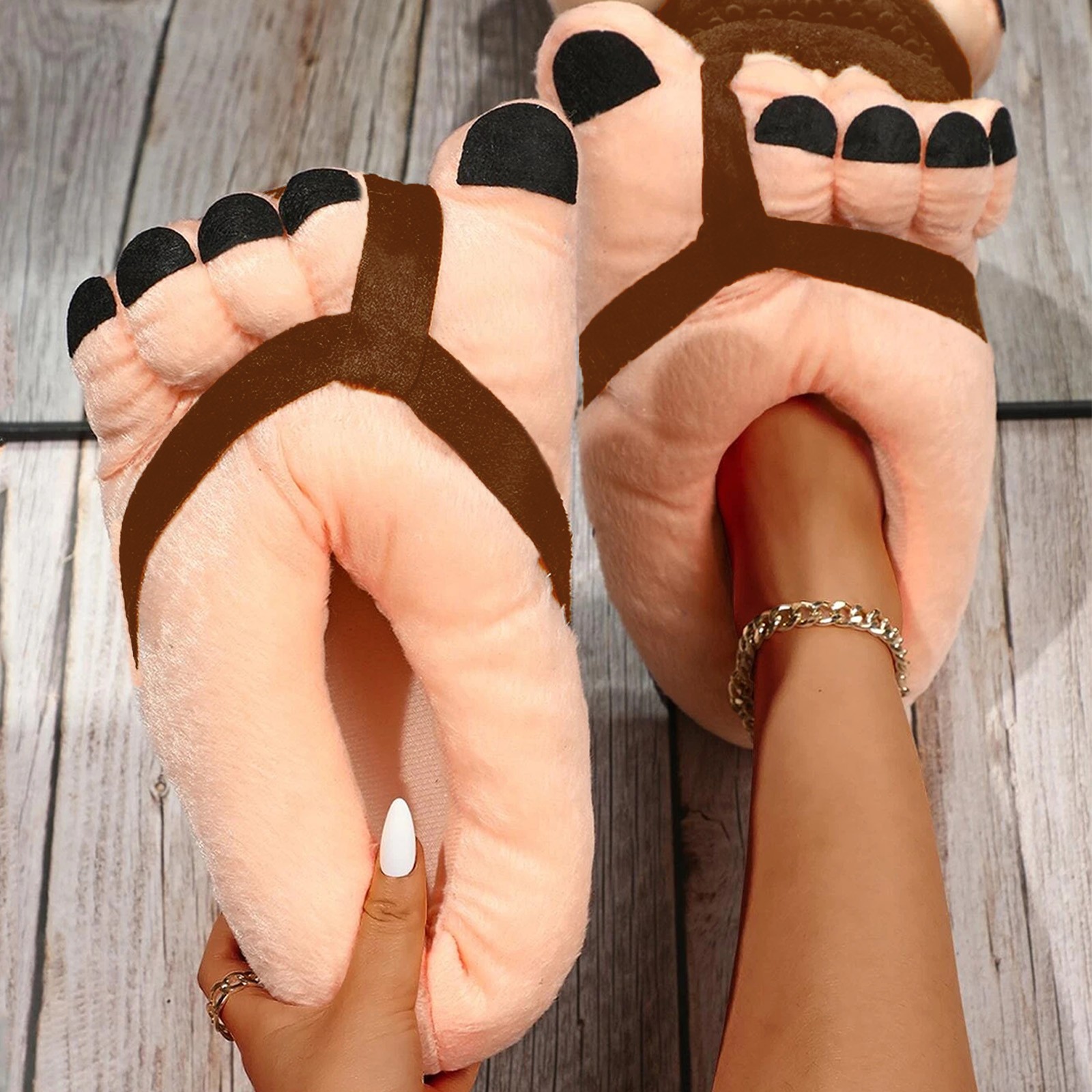 Funny Feet Claws Comfortable Plush Slippers Indoor Home Increase Women Cute Winter Warm Cotton Slider Five Finger Cosplay Shoes