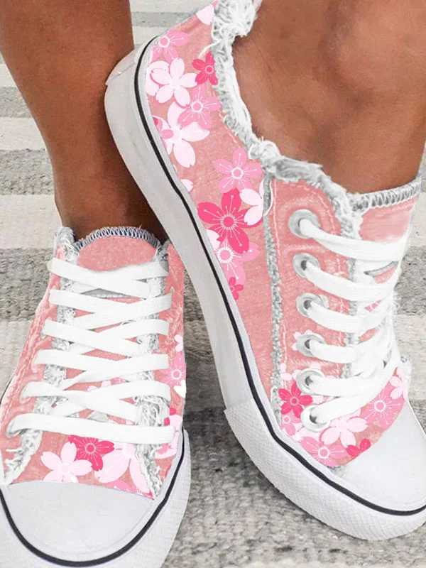 Fresh casual pattern printed casual canvas shoes