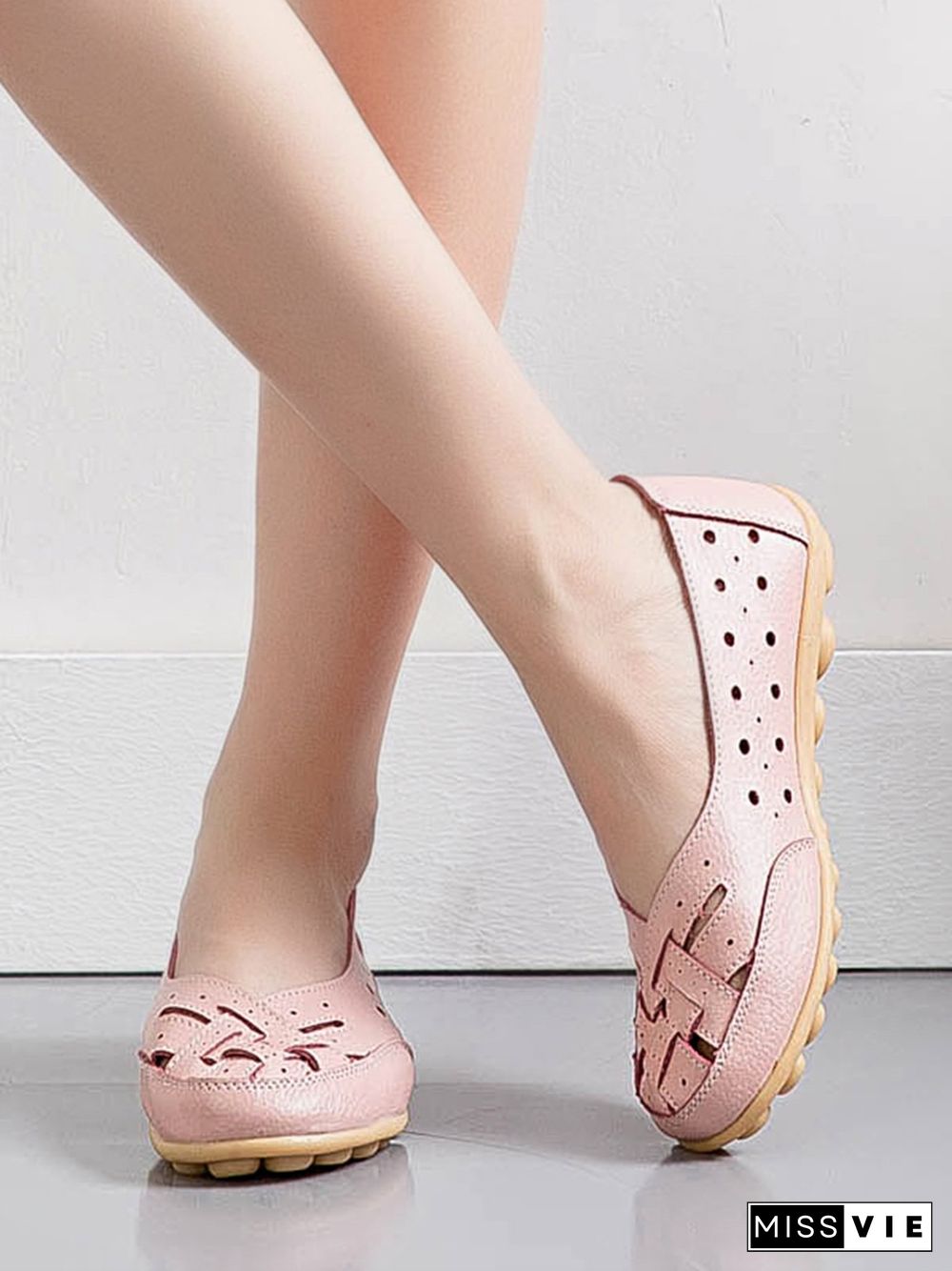 Hollow Leather Soft Sole Shoes