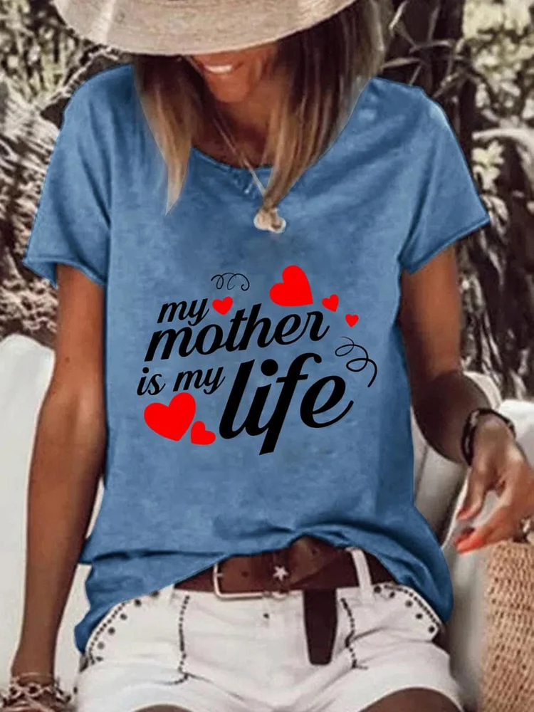 My mother is my life Raw Hem Tee-0026017