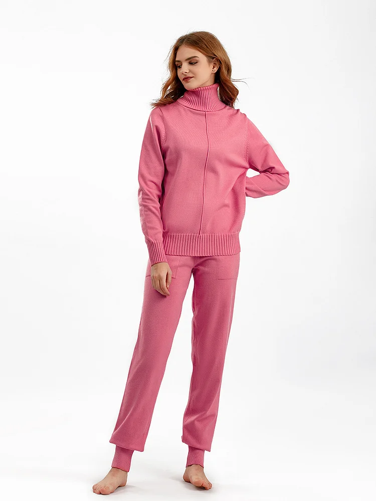 PASUXI Women 2 Piece Outfits Sweatsuit Sweater Sets Oversized Knit Pullover Tops leggings Pants Lounge Set Drawstring Long Pants with Pockets huanwei