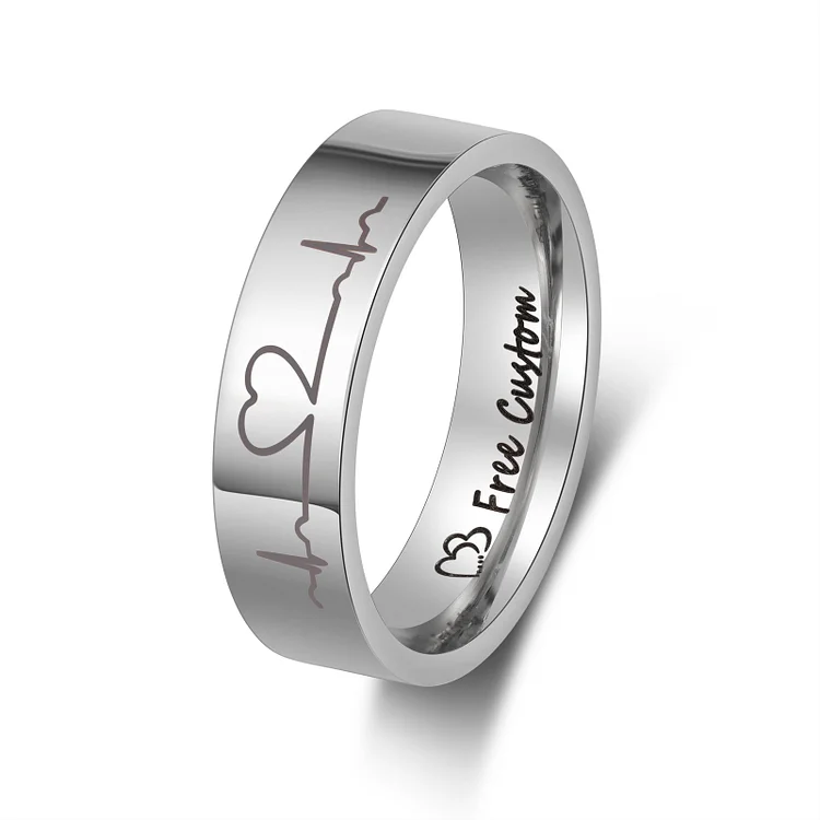 Kettenmachen Personalisierter Text Elektrokardiogramm Partnerring Ring für Paare
