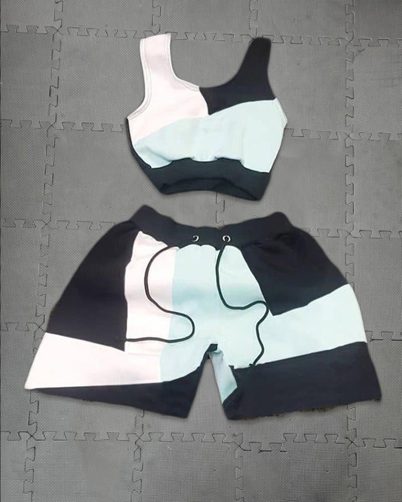 Women's Sporty Patchwork Printed Sets104