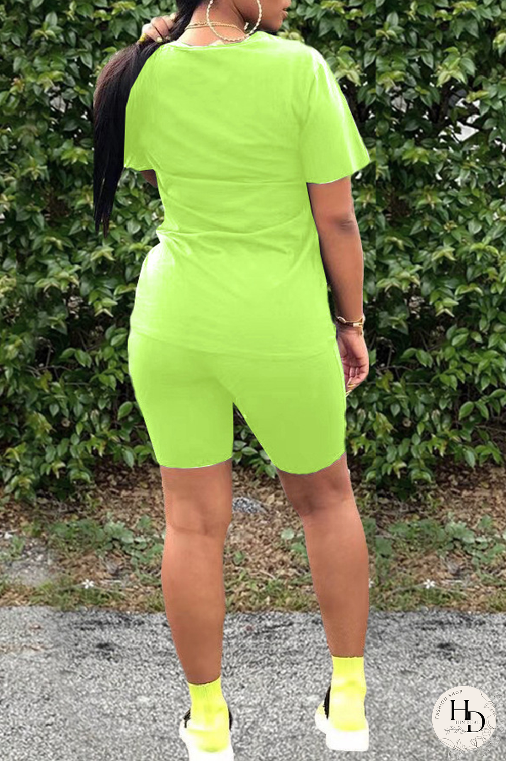 Black Casual Print Split Joint O Neck Short Sleeve Two Pieces