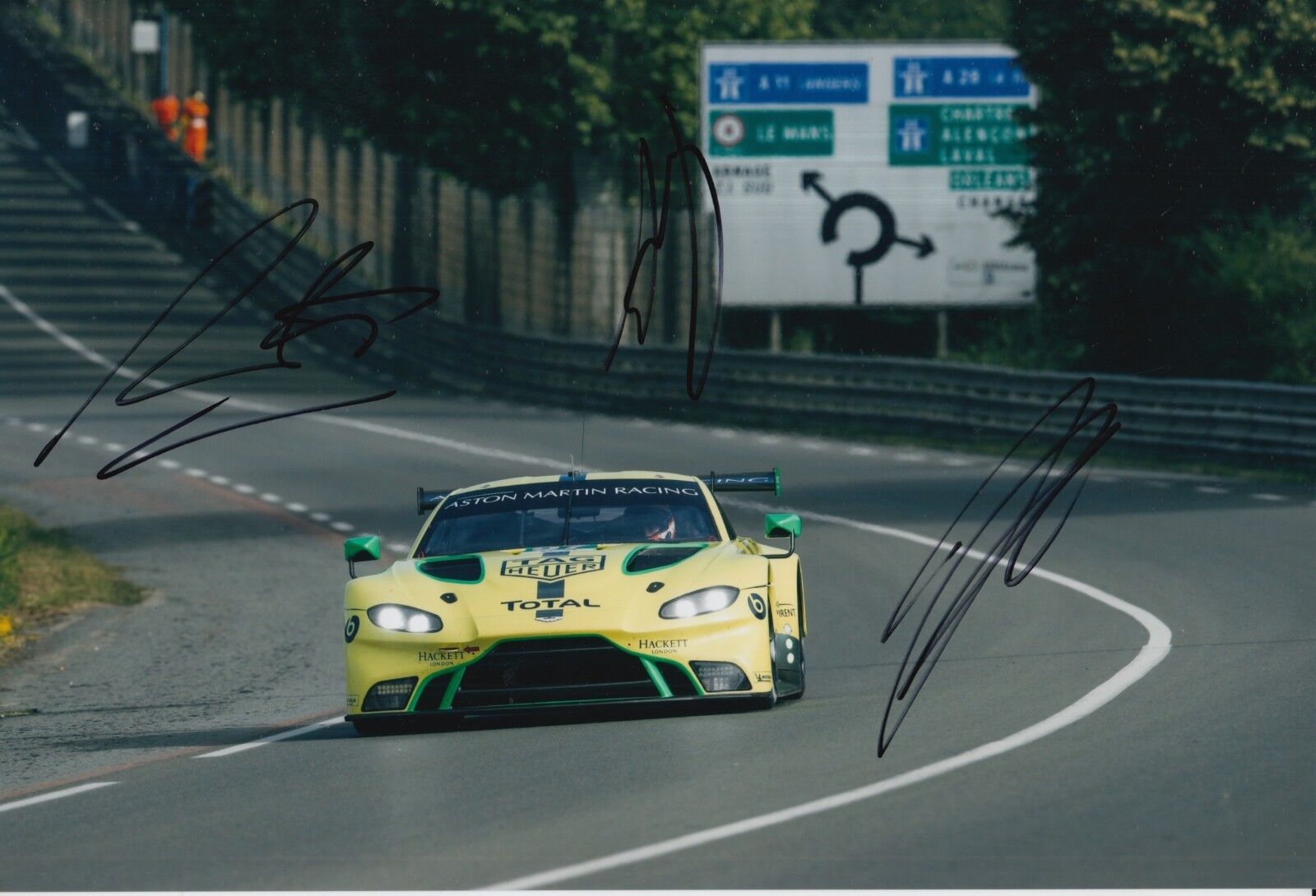 Lynn, Martin, Adam Hand Signed Aston Martin Racing 12x8 Photo Poster painting 2018 Le Mans.