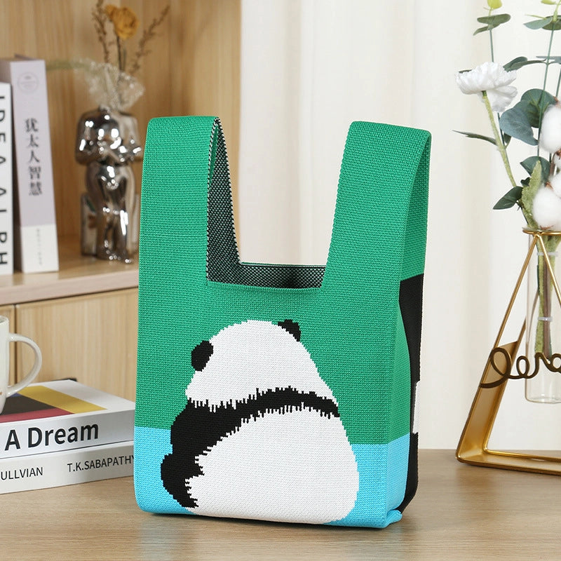 Christmas Unisex Polyester Animal Christmas Tree Santa Claus Cute Square Open Handbag Tote Bag