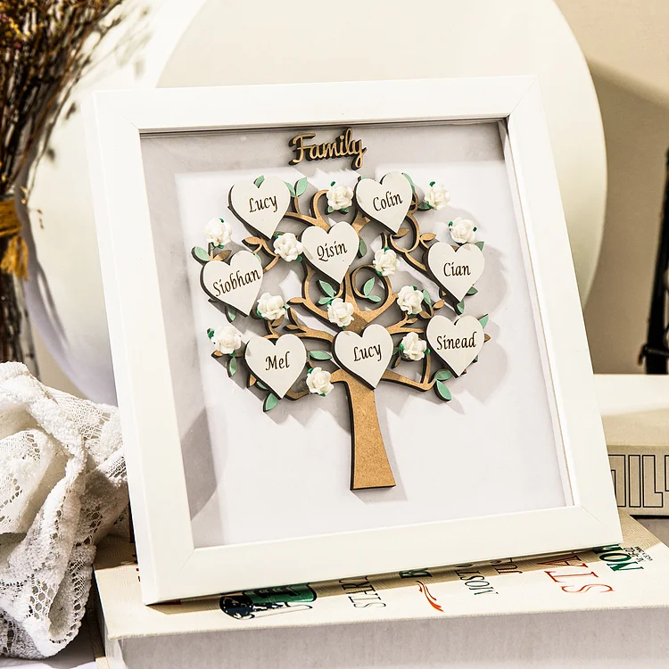 Personalized Family Tree Frame Night Light Custom 5 Names Gifts for Family