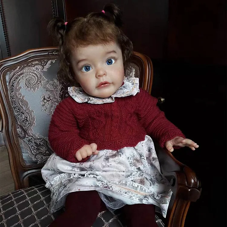  17"&22" Handmade Baby Doll Girl Hilary Realistic Soft Silicone Vinyl Reborn Awake Toddler Baby Doll Set,Precious Gift for Kids - Reborndollsshop®-Reborndollsshop®