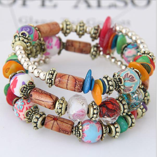 Ladies Retro Tassel Round Bead Creative Multilayer Bracelet