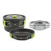 Camping Cookware Mess Kit Serves for 2-3 Person for Hiking Picnic (Green)