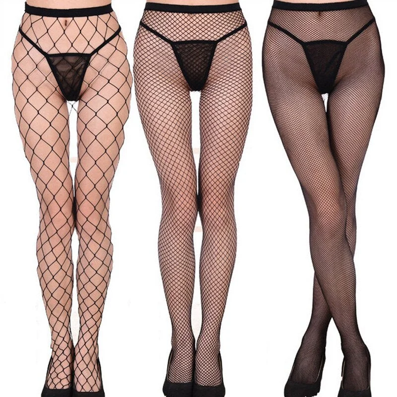 CUHAKCI Mesh Pantyhose Club Tights Women Sexy Fishnet Stockings Small Middle Fishnet Tights anti-hook Black Stockings