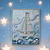 (30x40cm)DIY Pearl Painting Framed Ship Handmade Pearl Material Art Kit Living Room Decor