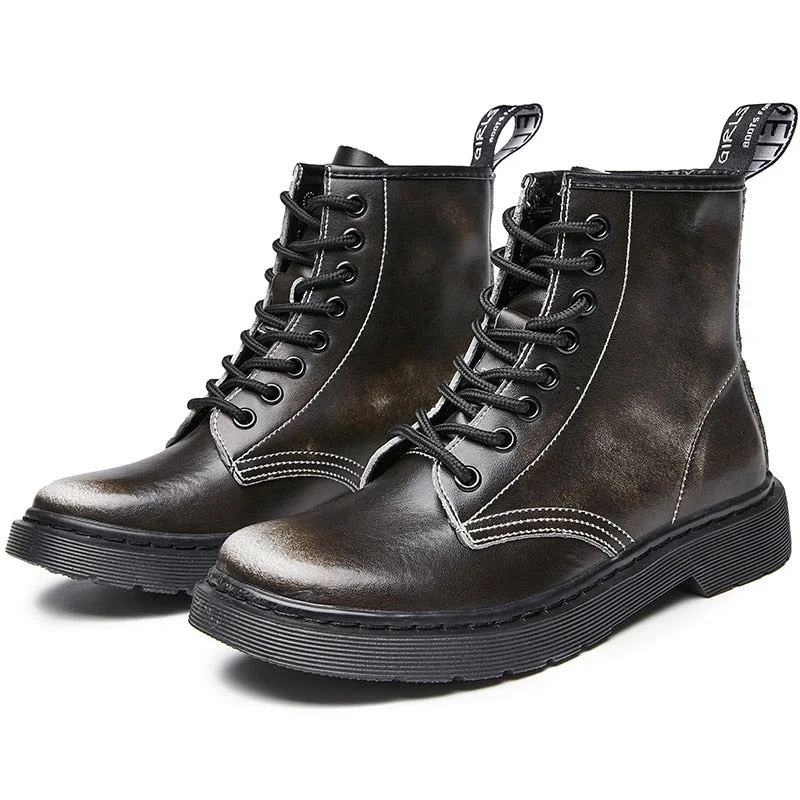 Women Boots Soft Leather Shoes Woman White Ankle Boots Motorcycle Boots Female Autumn Winter Shoes Punk Botas Mujer 2020 Spring