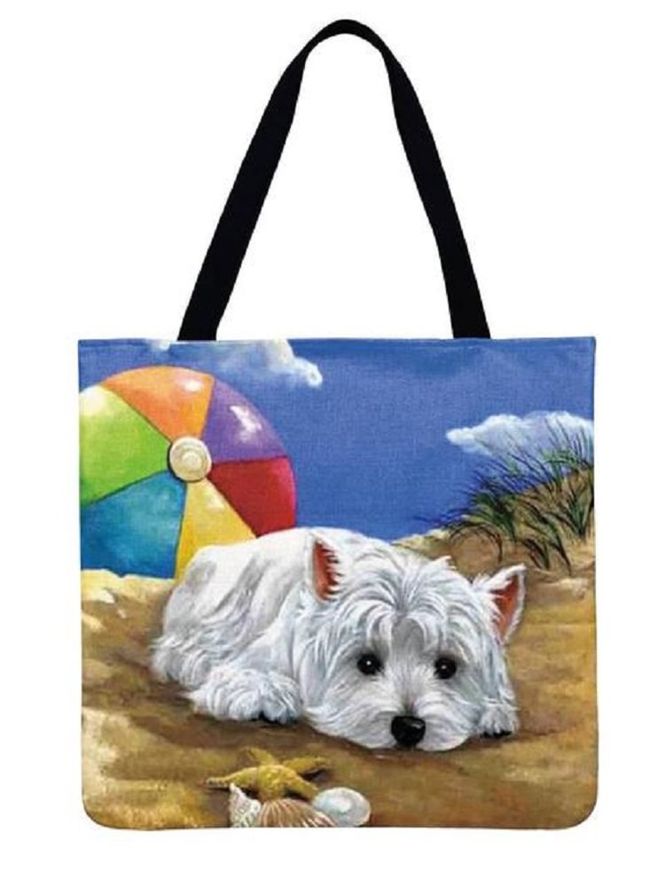 Linen Tote Bag - Puppy