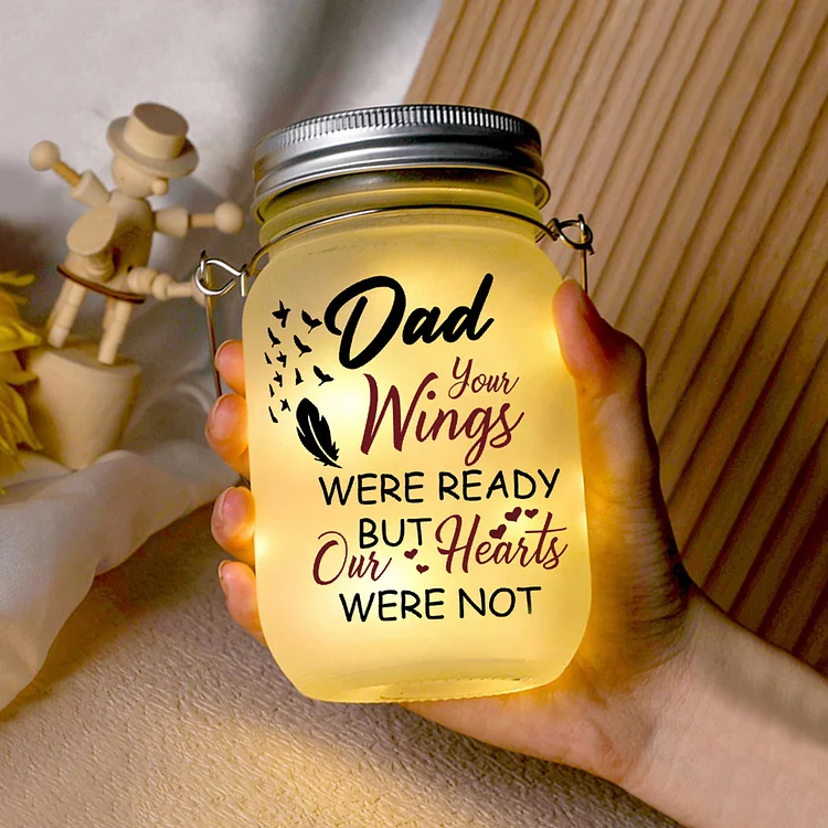 Memorial Jar Night Light "Your Wings Were Ready But Our Hearts Were Not" Memorial Bottle Solar Light