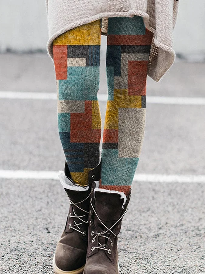 Fashionable Casual Printed Knitted Leggings