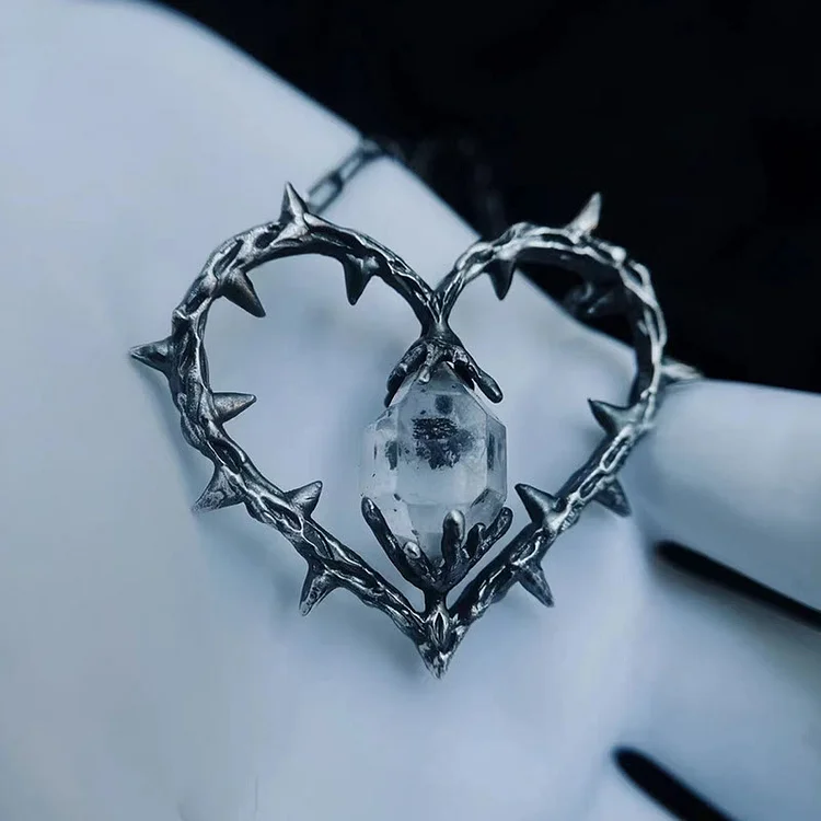 FREE Today: "Witch's Heart"-Clear Crystal Thorn Heart Necklace