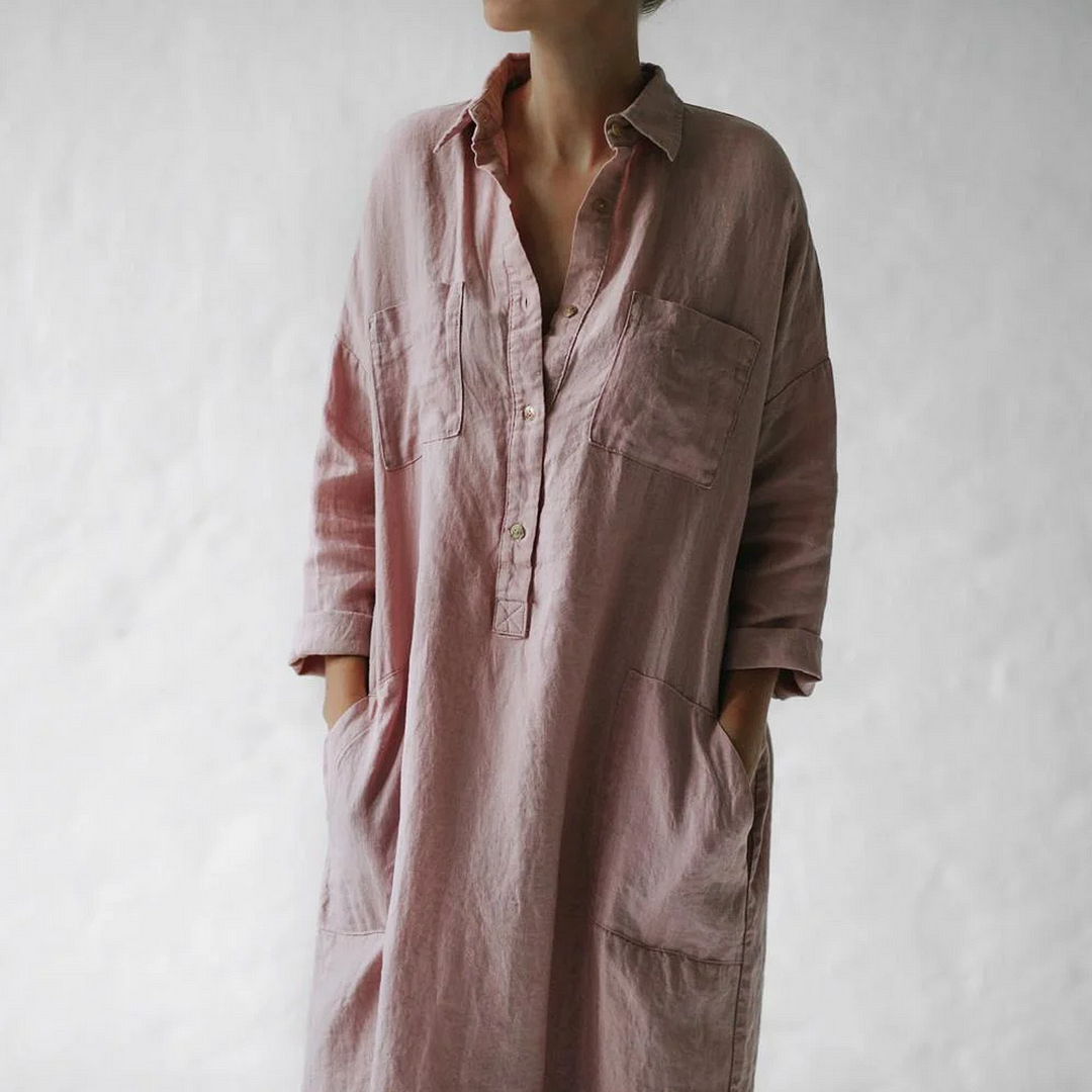 Shirt Dress In Dusty Pink-inspireuse