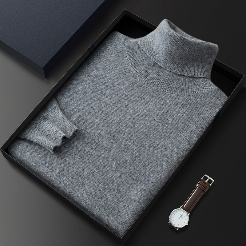 Monogrammed Men's Cashmere Turtleneck Sweater REAL SILK LIFE