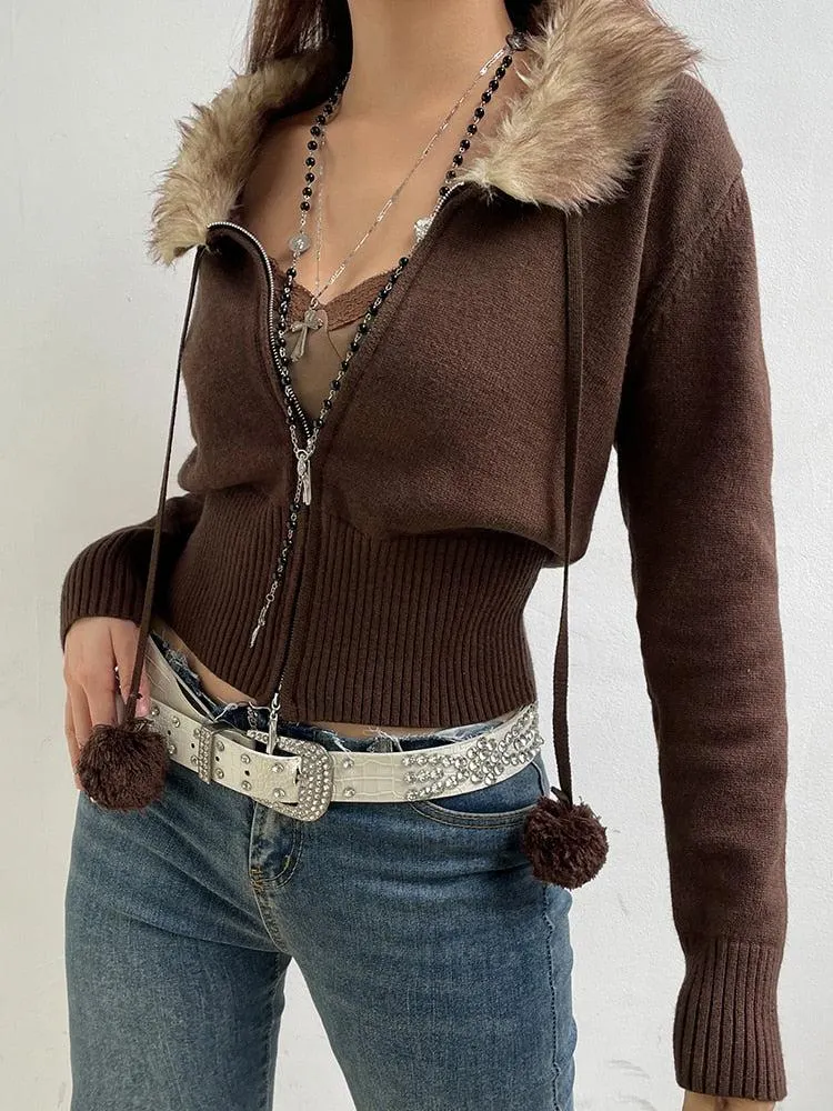 Brownm Design Zip-Up Cardigan