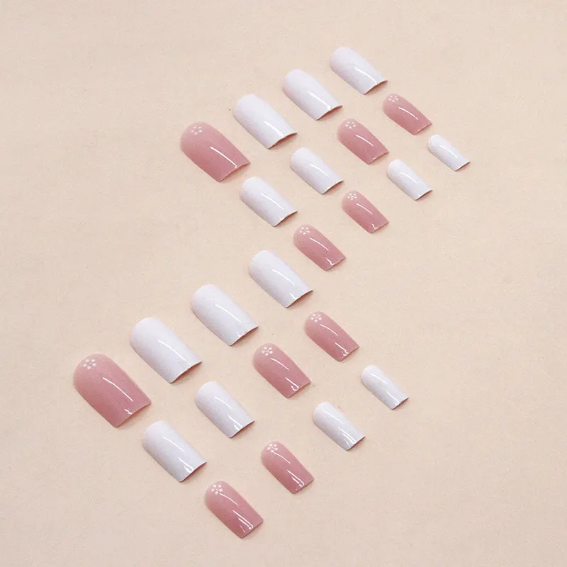 Churchf Churchf The Long Pure Desire Pink White Flower Flash Pink Nail Sweet Girl Light Luxury Wear Armour Piece