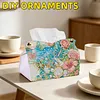 (24cm)Ocean Butterfly Rose 24cm DIY Diamond Painting Rhinestones Decorative Tissue Box Reusable Crystal Mosaic PU Tissue Holder for Home Car Desk Decoration Craft