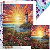 Sunrise Sea Lighthouse-Full Round Diamond Painting 50*65CM