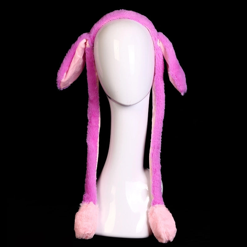 In Stock Hot Sale TikTok Moving Rabbit Ears Headband Pinch Ears Moving LED Light Cute Airbag Cap
