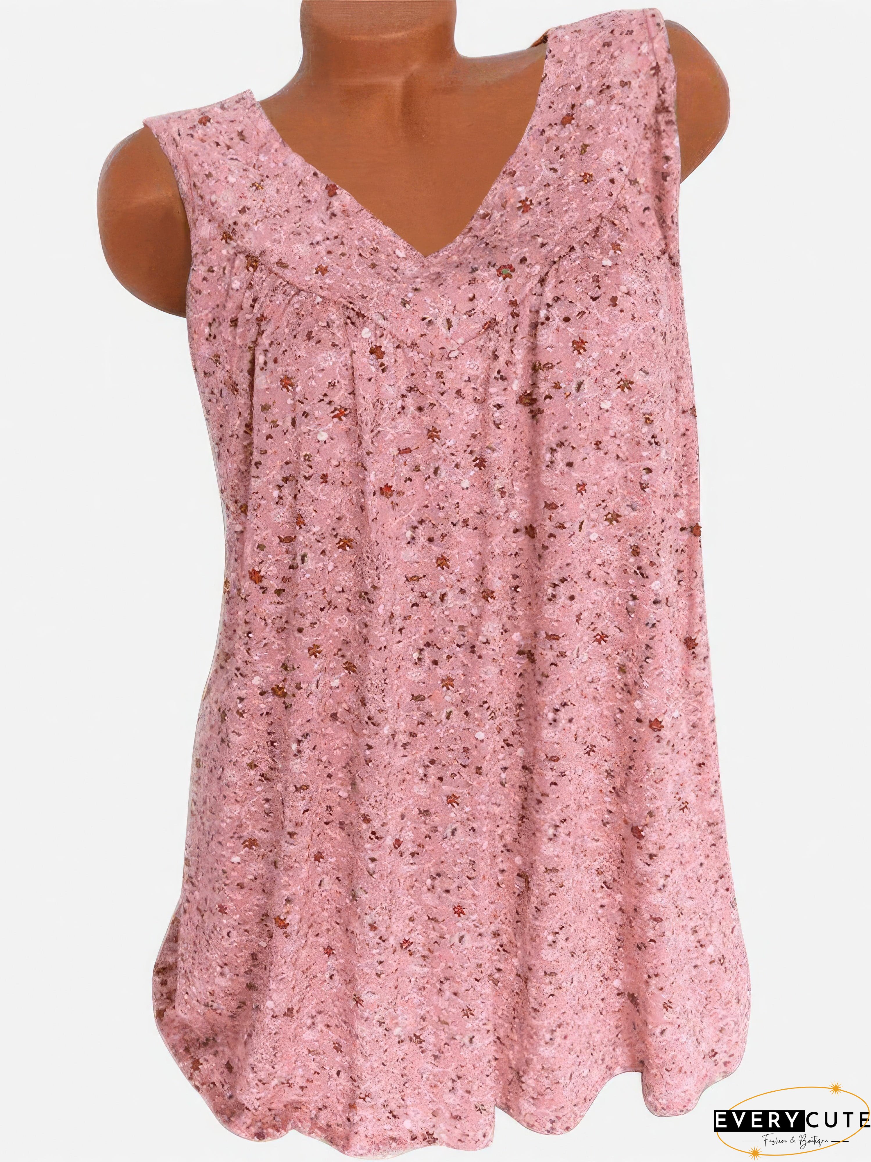 Floral Print V-neck Sleeveless Vest