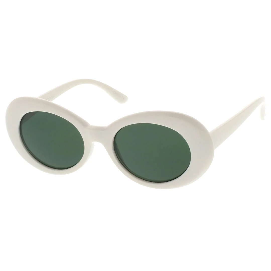Retro White Oval glasses With Tapered Arms Colored Round Lens  51mm