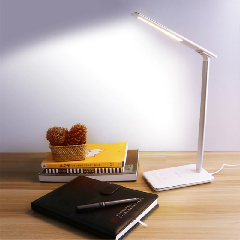 Desk Lamp With Mobile Phone Wireless Charge LED Table Lamp Foldable 4 Color Temperature Book Light and USB Output、14413221362536236236、sdecorshop