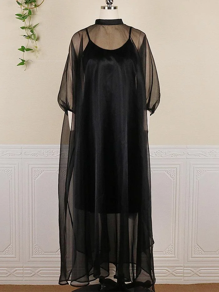 See-through Sexy Loose Dress with Lining Dress