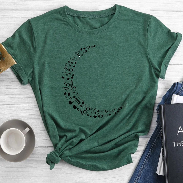 Music Moon Round Neck T-shirt