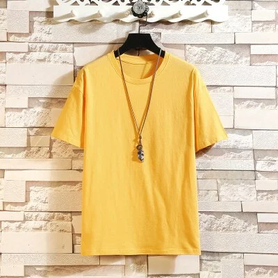 Fashion Short Sleeves Korea Black White Red O NECK T-shirt Men's Cotton 2020 Summer Clothes TOP TEES Tshirt Plus OverSize M-5X