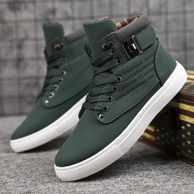 Fashion Men Casual Shoes High Top Canvas Shoes Sneakers Man Lace-Up Breathable Trainers Men Baskets Homme Basic Flats Shoes 365