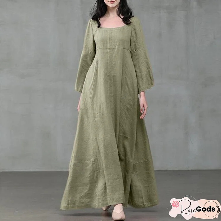 Retro Women's Dress With Large Pendulum Linen