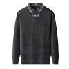 Men's Fake Two-piece Warm Knitted Bottoming Shirt