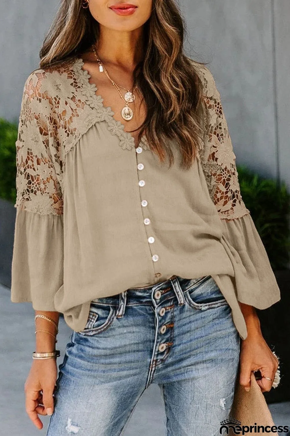 Crochet Lace Button Top