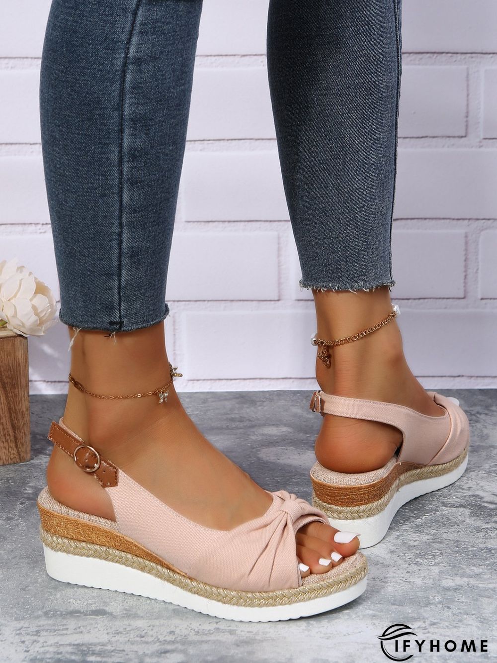 Bow Weave Fish Mouth Wedge Sandals | IFYHOME