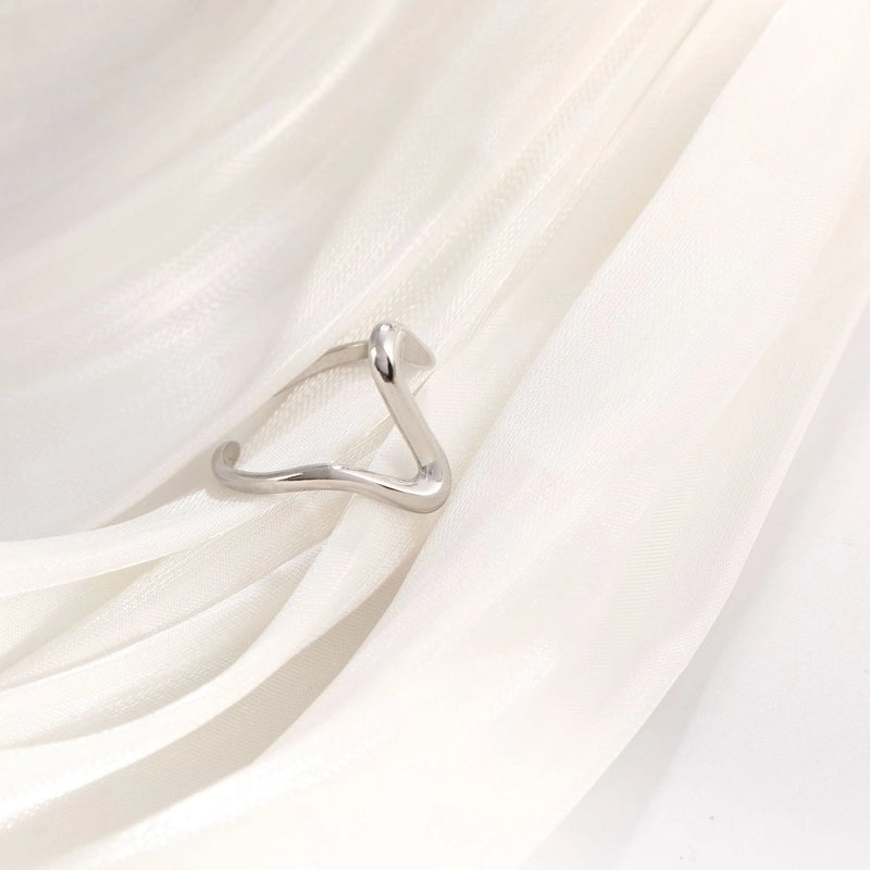 Basic Minimalist Classic Style Irregular Pentagram Lines 304 Stainless Steel Plating Open Rings