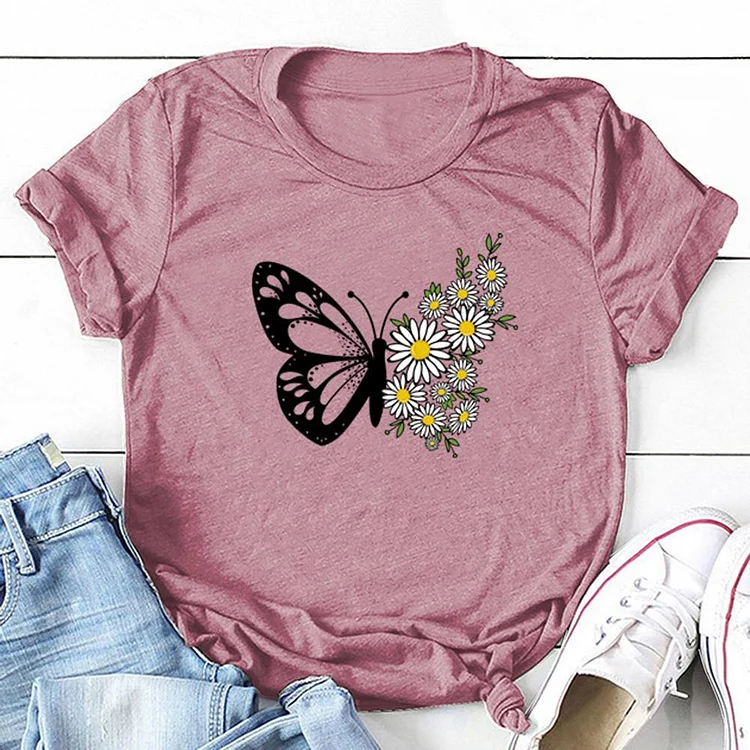 Butterfly daisy T-shirt Tee --Annaletters
