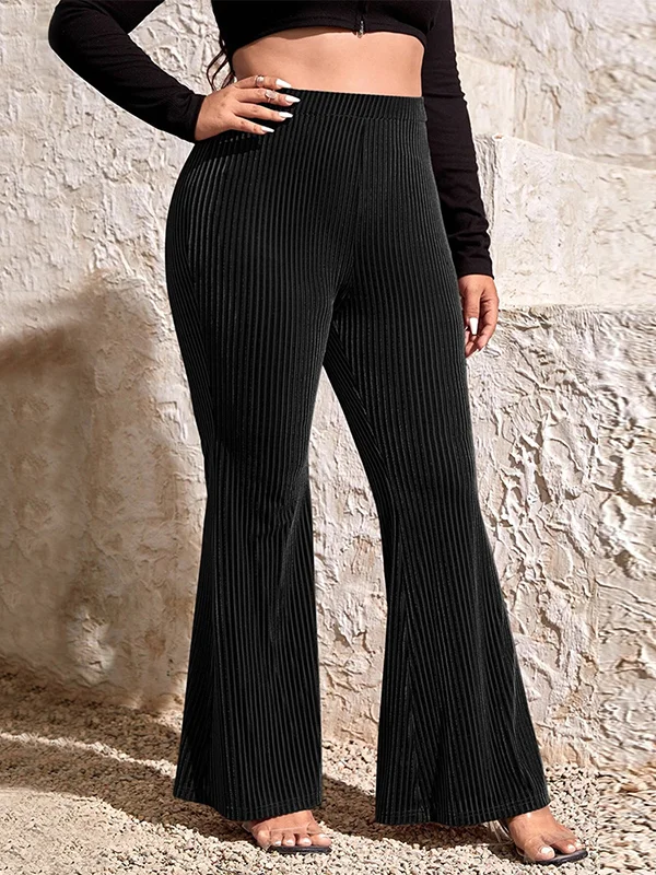 Elasticity Solid Color Flared Pants High Waisted Flared Trousers