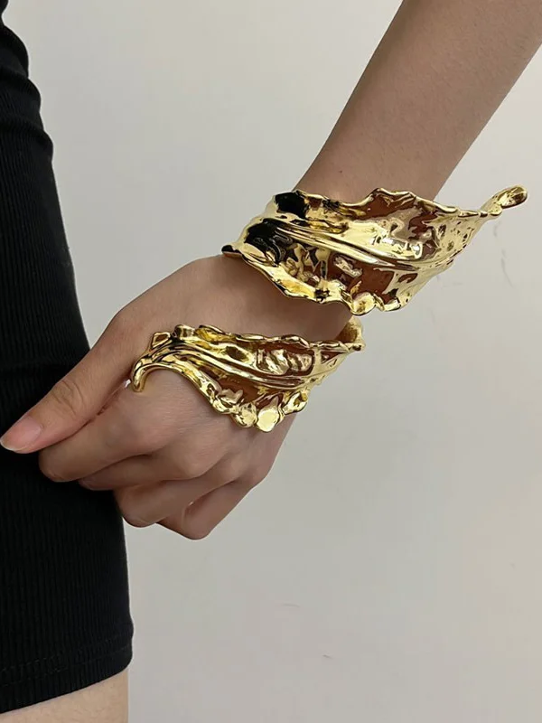 Solid Color Shiny Pleated Geometric Bracelet Accessories