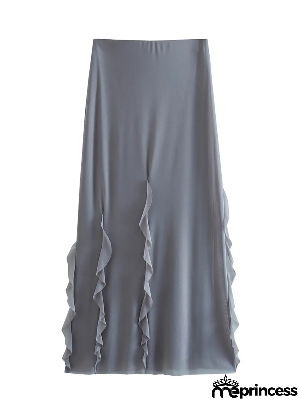 spring new European and American ruffled tulle top tulle layered skirt suit