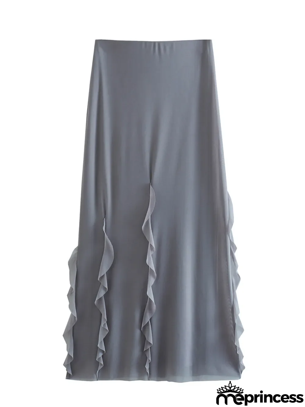 spring new European and American ruffled tulle top tulle layered skirt suit